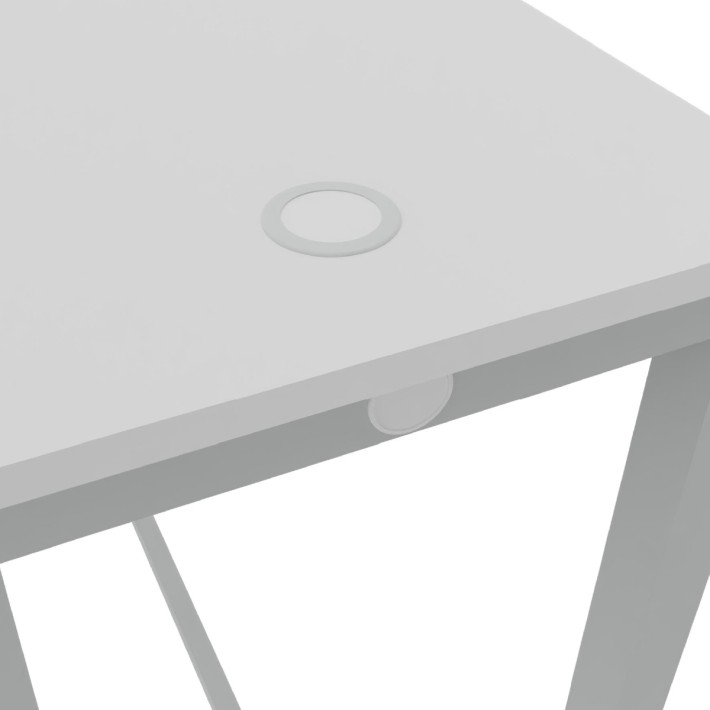 Tavolo Tiglio Lab in Melaminico con Piedini e Poggiapiedi - Dimensioni 120x60x107,2 cm - Colore Bianco - Colore Struttura Grigio