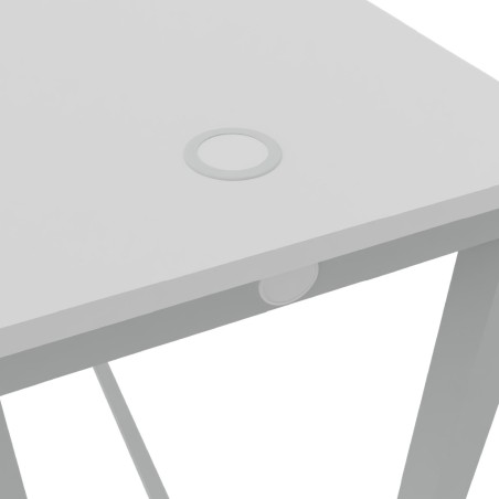 Tavolo Tiglio Lab in Melaminico con Piedini e Poggiapiedi - Dimensioni 120x60x107,2 cm - Colore Bianco - Colore Struttura Grigio