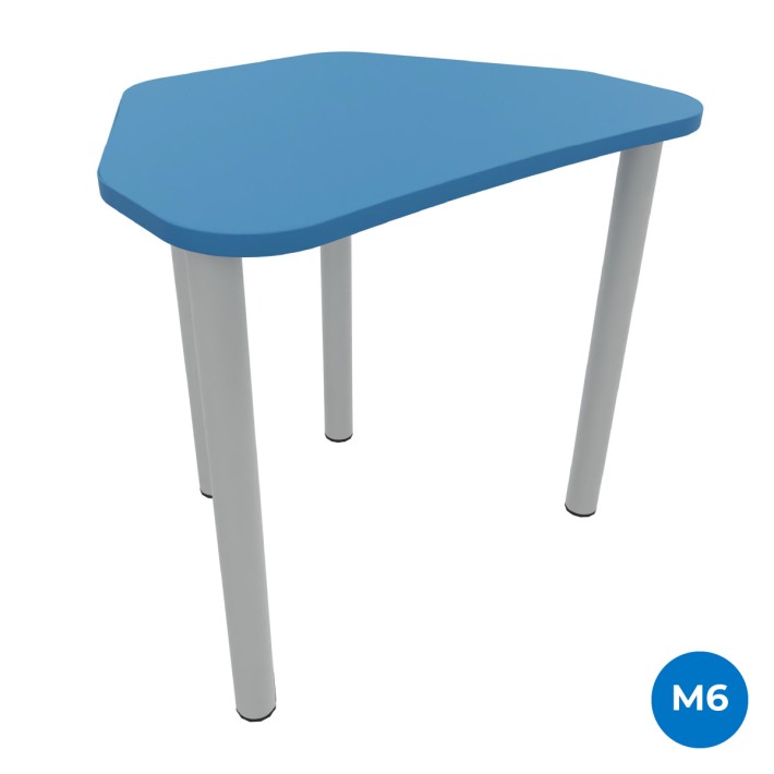 Tavolo Pino Trapezio 4 Gambe in Melaminico con Piedini - Dimensioni 75,5 x 58,5 x 76 cm - Colore Piano Blu con Bordo Blu