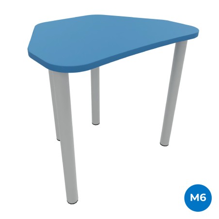 Tavolo Pino Trapezio 4 Gambe in Melaminico con Piedini - Dimensioni 75,5 x 58,5 x 76 cm - Colore Piano Blu con Bordo Blu