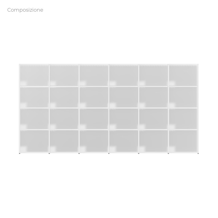 COMPOSIZIONI EDERA Armadio Composto da 6 Moduli Rettangolari Larghi - Dimensioni 311 x 45 x 154 cm - Colore Bianco