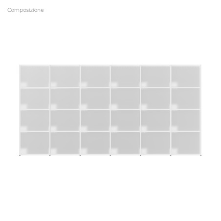 COMPOSIZIONI EDERA Armadio Composto da 6 Moduli Rettangolari Larghi - Dimensioni 311 x 45 x 154 cm - Colore Bianco