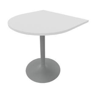 Tavolo Tiglio Mezzocircolare in Melaminico con Base a Calice - Dimensioni 70x67,5x71,2cm -Colore Bianco -Colore Struttura Grigio