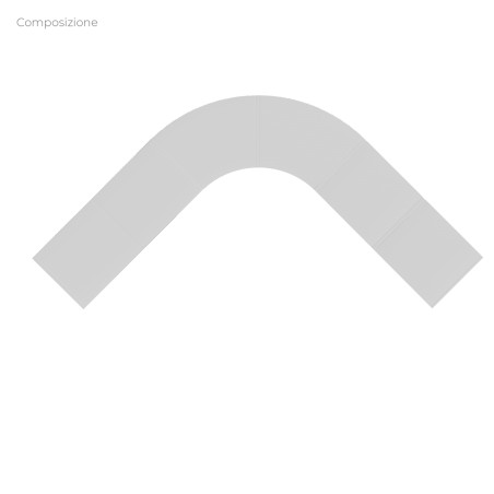 COMPOSIZIONI EDERA Armadio Composto da 4 Moduli Rettangolari Larghi con Fondo e 2 Moduli Curvi - Altezza 154 cm - Colore Bianco