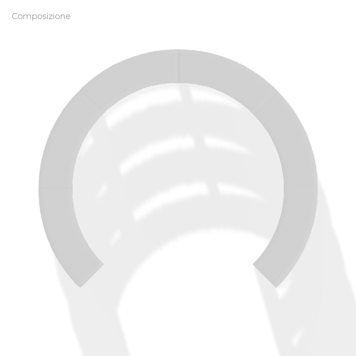 COMPOSIZIONI EDERA Armadio da 6 Moduli Curvi - Ingombro Diametro Esterno 370 cm, Diametro Interno 280cm - Colore Bianco