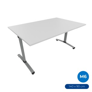 Tavolo Tiglio Fisso in Melaminico con Piedini - Dimensioni 140 x 90 x 76,5 cm - Colore Piano Bianco - Colore Struttura Grigio