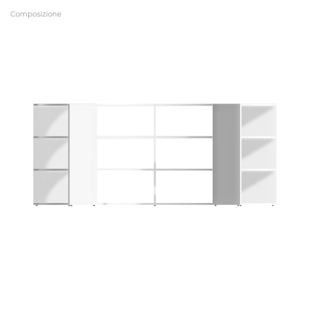 COMPOSIZIONI EDERA Armadio da 6 Moduli Curvi - Ingombro Diametro Esterno 280 cm, Diametro Interno 190 cm - Colore Bianco