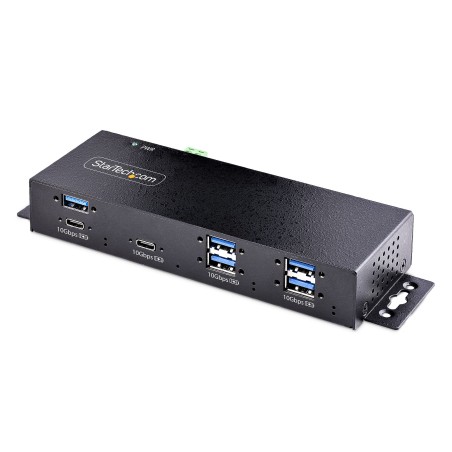 StarTech.com Hub USB a 7 porte industriale da 10 Gbps con alimentatore, in metallo, montabile, 5 porte USB-A e 2 porte USB-C