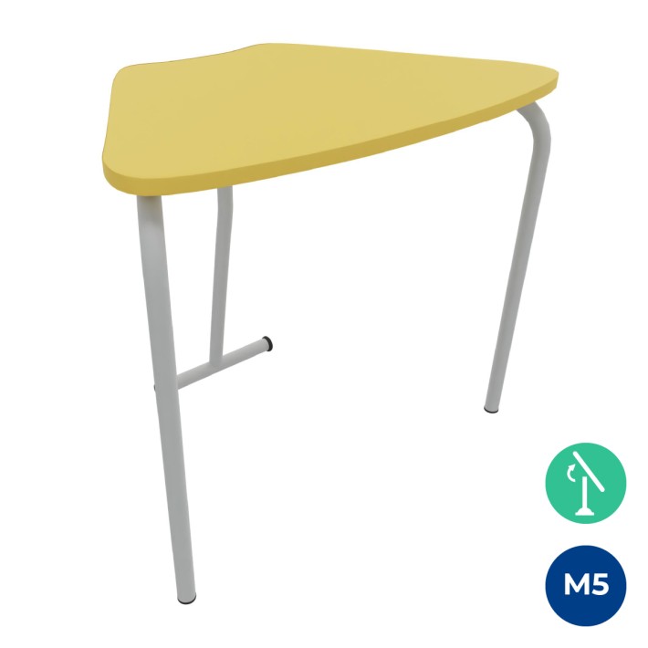 Tavolo Pino RB a Spicchio di Cerchio - Dimensioni 83x55,5x72 cm (M5) - Colore Giallo Bordo Giallo - Colore Struttura Grigio