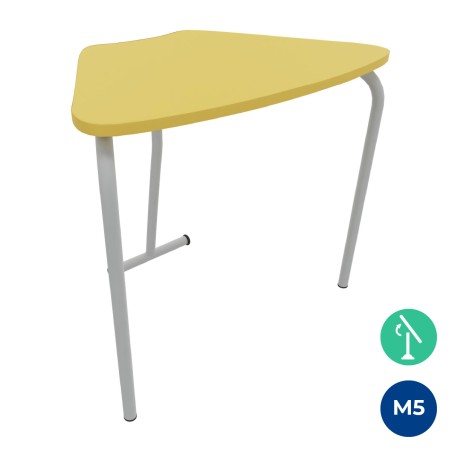 Tavolo Pino RB a Spicchio di Cerchio - Dimensioni 83x55,5x72 cm (M5) - Colore Giallo Bordo Giallo - Colore Struttura Grigio