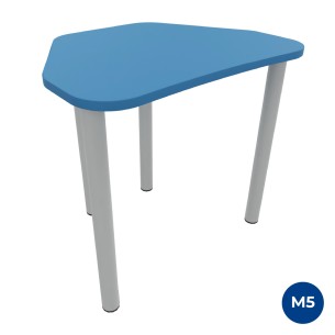 Tavolo Pino Trapezio 4 Gambe in Melaminico con Piedini - Dimensioni 75,5 x 58,5 x 71 cm - Colore Piano Blu con Bordo Blu