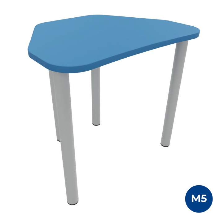 Tavolo Pino Trapezio 4 Gambe in Melaminico con Piedini - Dimensioni 75,5 x 58,5 x 71 cm - Colore Piano Blu con Bordo Blu
