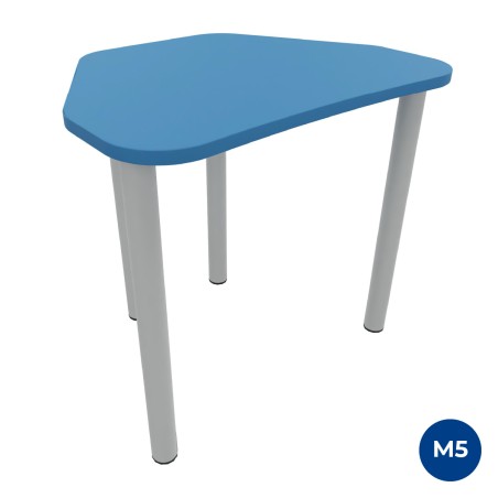 Tavolo Pino Trapezio 4 Gambe in Melaminico con Piedini - Dimensioni 75,5 x 58,5 x 71 cm - Colore Piano Blu con Bordo Blu