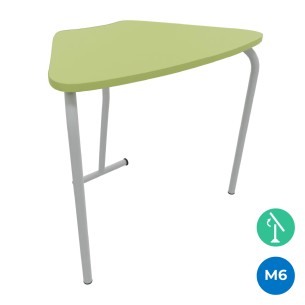 Tavolo Pino RB a Spicchio di Cerchio - Dimensioni 83x55,5x76 cm (M6) - Colore Piano Verde Bordo Verde - Colore Struttura Grigio