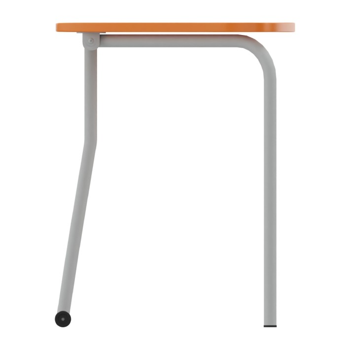 Tavolo Pino RB a Spicchio di Cerchio - Dimensioni 83x55,5x76 cm (M6) - Colore Bianco Bordo Arancione - Colore Struttura Grigio