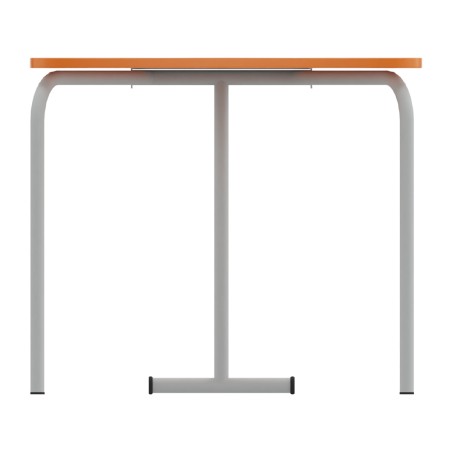 Tavolo Pino RB a Spicchio di Cerchio - Dimensioni 83x55,5x76 cm (M6) - Colore Bianco Bordo Arancione - Colore Struttura Grigio