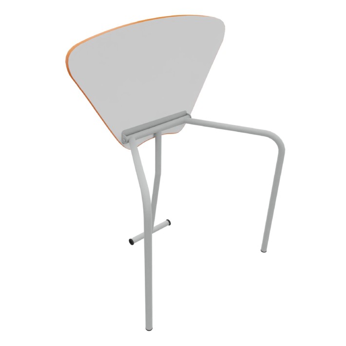 Tavolo Pino RB a Spicchio di Cerchio - Dimensioni 83x55,5x76 cm (M6) - Colore Bianco Bordo Arancione - Colore Struttura Grigio