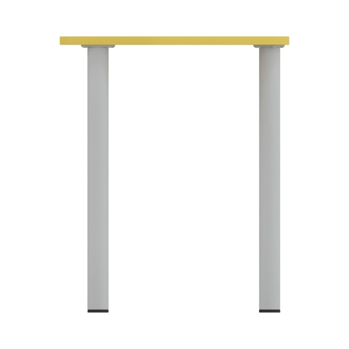 Tavolo Pino Trapezio 4 Gambe in Melaminico con 2 Ruote - Dimensioni 75,5 x 58,5 x 71 cm - Colore Piano Giallo con Bordo Giallo