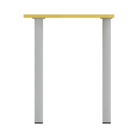 Tavolo Pino Trapezio 4 Gambe in Melaminico con 2 Ruote - Dimensioni 75,5 x 58,5 x 71 cm - Colore Piano Giallo con Bordo Giallo