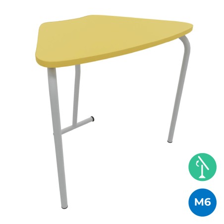 Tavolo Pino RB a Spicchio di Cerchio -Dimensioni 83x55,5x76cm (M6) - Colore Piano Giallo Bordo Giallo - Colore Struttura Grigio