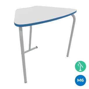 Tavolo Pino RB a Spicchio di Cerchio - Dimensioni 83x55,5x76 cm (M6) - Colore Bianco Bordo Blu - Colore Struttura Grigio