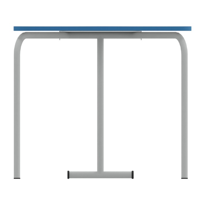 Tavolo Pino RB a Spicchio di Cerchio - Dimensioni 83x55,5x76 cm (M6) - Colore Bianco Bordo Blu - Colore Struttura Grigio