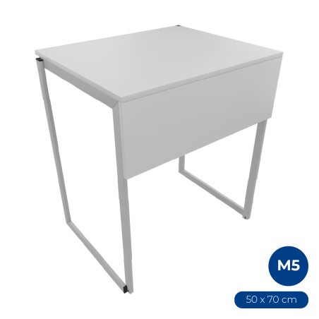 Tavolo Pino R in Melaminico con Ruote - Dimensioni 50 x 70 x 71 cm (M5) - Colore Piano Bianco - Colore Struttura Grigio