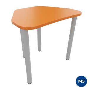 Tavolo Pino Trapezio 4 Gambe in Melaminico con Piedini - Dimensioni 75,5 x 58,5 x 71 cm - Colore Piano e Bordo Arancione