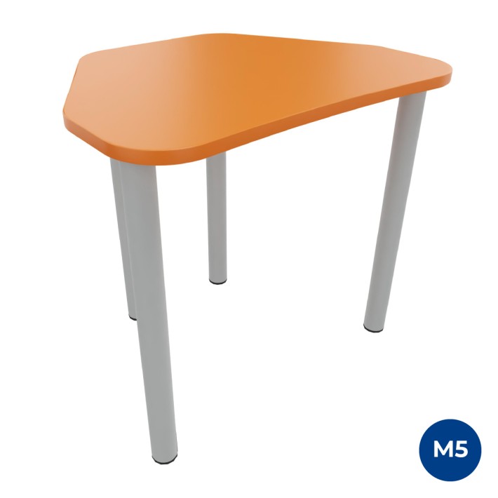 Tavolo Pino Trapezio 4 Gambe in Melaminico con Piedini - Dimensioni 75,5 x 58,5 x 71 cm - Colore Piano e Bordo Arancione