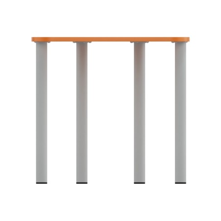 Tavolo Pino Trapezio 4 Gambe in Melaminico con Piedini - Dimensioni 75,5 x 58,5 x 71cm - Colore Piano Bianco con Bordo Arancione
