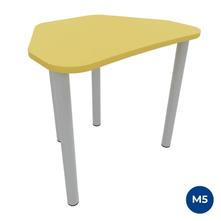 Tavolo Pino Trapezio 4 Gambe in Melaminico con Piedini - Dimensioni 75,5 x 58,5 x 71 cm - Colore Piano Giallo con Bordo Giallo
