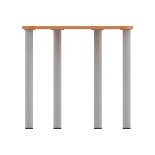 Tavolo Pino Trapezio 4 Gambe in Melaminico con 2 Ruote - Dimensioni 75,5 x 58,5 x 71cm - Colore Piano Bianco con Bordo Arancione 2