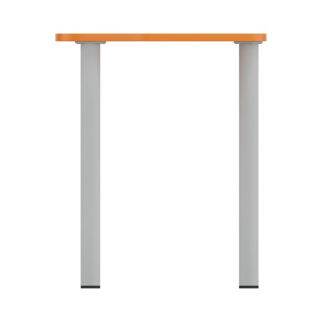 Tavolo Pino Trapezio 4 Gambe in Melaminico con 2 Ruote - Dimensioni 75,5 x 58,5 x 71cm - Colore Piano Bianco con Bordo Arancione