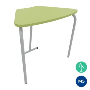 Tavolo Pino RB a Spicchio di Cerchio - Dimensioni 83x55,5x72 cm (M5) - Colore Piano Verde Bordo Verde - Colore Struttura Grigio