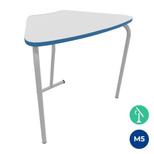 Tavolo Pino RB a Spicchio di Cerchio - Dimensioni 83x55,5x72 cm (M5) - Colore Bianco Bordo Blu - Colore Struttura Grigio