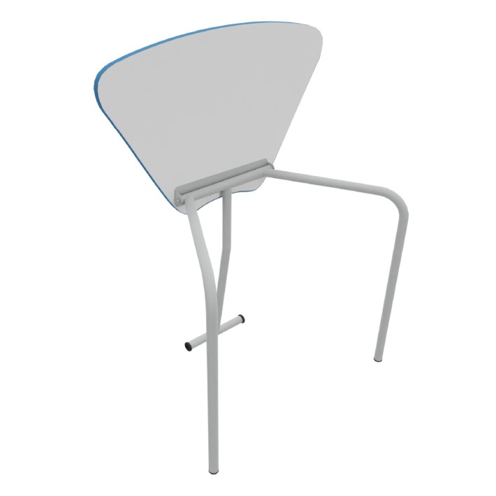 Tavolo Pino RB a Spicchio di Cerchio - Dimensioni 83x55,5x72 cm (M5) - Colore Bianco Bordo Blu - Colore Struttura Grigio