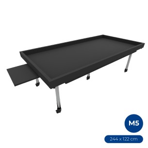 Tavolo Creo L per Robotica in Melaminico con Ruote e Spondine Rimovibili - Dimensioni 244 x 122 x 70,3 cm - Colore Piano Nero