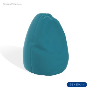 Poltrona Morbida a Sacco in Poliestere - Dimensioni 55 x 95 cm - Interno di Perle di Polistirolo - Colore Turchese