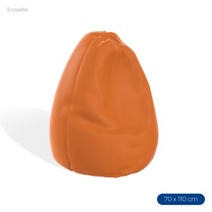 Poltrona Morbida a Sacco in Ecopelle - Dimensioni 70 x 110 cm - Interno di Perle di Polistirolo - Colore Arancione