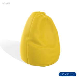 Poltrona Morbida a Sacco in Ecopelle - Dimensioni 55 x 95 cm - Interno di Perle di Polistirolo - Colore Giallo Canarino