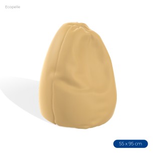 Poltrona Morbida a Sacco in Ecopelle - Dimensioni 55 x 95 cm - Interno di Perle di Polistirolo - Colore Giallo Senape