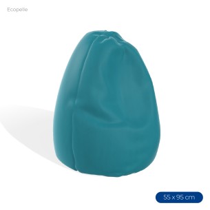 Poltrona Morbida a Sacco in Ecopelle - Dimensioni 55 x 95 cm - Interno di Perle di Polistirolo - Colore Turchese