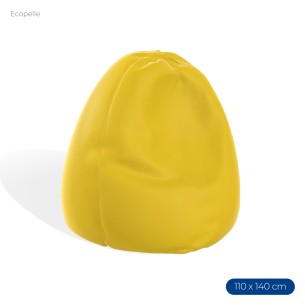 Poltrona Morbida a Sacco in Ecopelle - Dimensioni 110 x 140 cm - Interno di Perle di Polistirolo - Colore Giallo Canarino