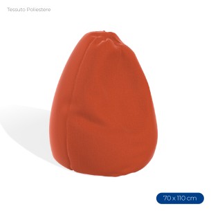 Poltrona Morbida a Sacco in Poliestere - Dimensioni 70 x 110 cm - Interno di Perle di Polistirolo - Colore Arancione