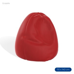 Poltrona Morbida a Sacco in Ecopelle - Dimensioni 110 x 140 cm - Interno di Perle di Polistirolo - Colore Rosso