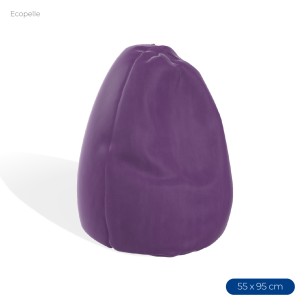 Poltrona Morbida a Sacco in Ecopelle - Dimensioni 55 x 95 cm - Interno di Perle di Polistirolo - Colore Viola