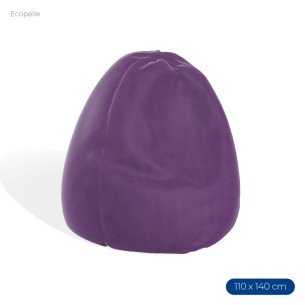 Poltrona Morbida a Sacco in Ecopelle - Dimensioni 110 x 140 cm - Interno di Perle di Polistirolo - Colore Viola
