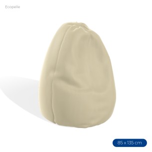 Poltrona Morbida a Sacco in Ecopelle - Dimensioni 85 x 135 cm - Interno di Perle di Polistirolo - Colore Panna