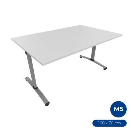 Tavolo Tiglio Fisso in Melaminico con Piedini - Dimensioni 160 x 70 x 70,6 cm - Colore Piano Bianco - Colore Struttura Grigio