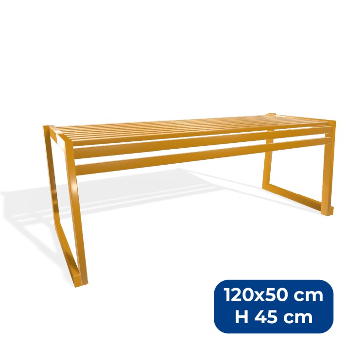Panca da Esterno Modello Radura Essenza - Dimensioni 120 x 50 x 45 cm - In Metallo e Impilabili - Colore Giallo